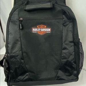 Harley Davidson Backpack Black Nylon Laptop Compartment Pouch Book Bag